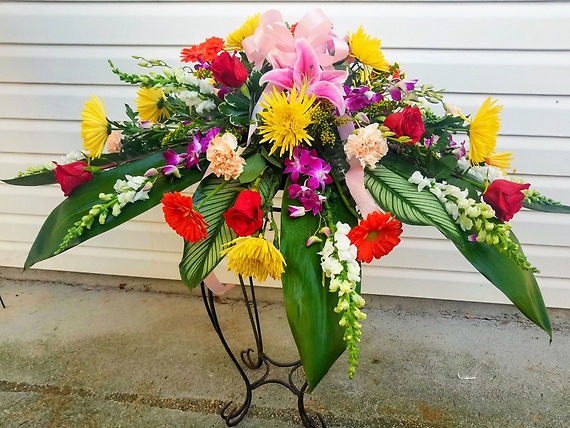 Colorful casket spray